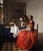 VERMEER VAN DELFT, Jan A Lady and Two Gentlemen t oil painting artist